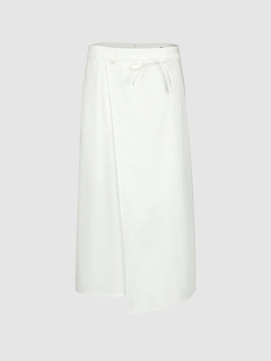 Asymmetric Wrap Straight Midi Skirts