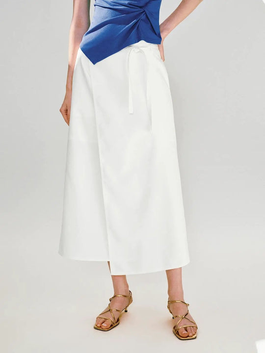Elegant Draped Asymmetric Wrap Midi Skirt