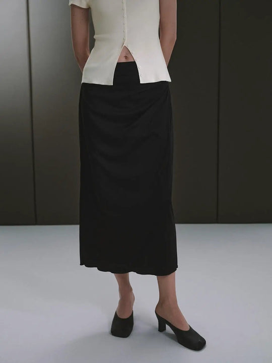 Minimalist Cotton Blend Straight Midi Skirts