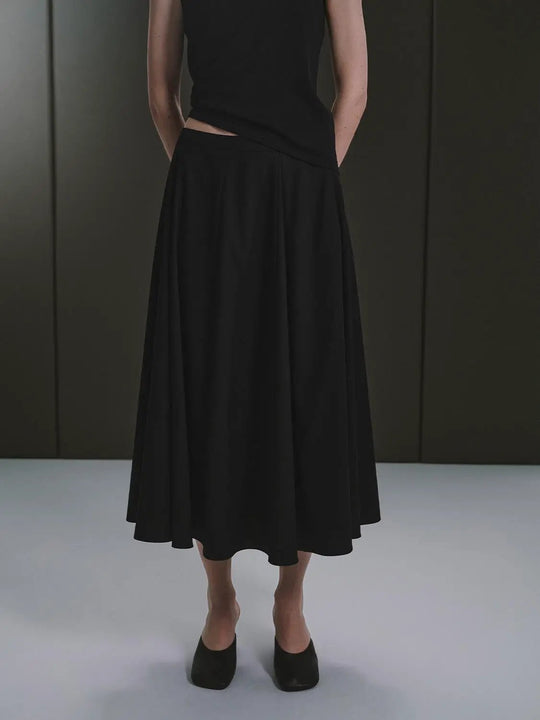 Timeless Pleated A Line Midi Silhouette Skirt