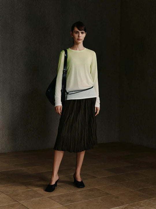 Pleated Pull On Midi Skirts