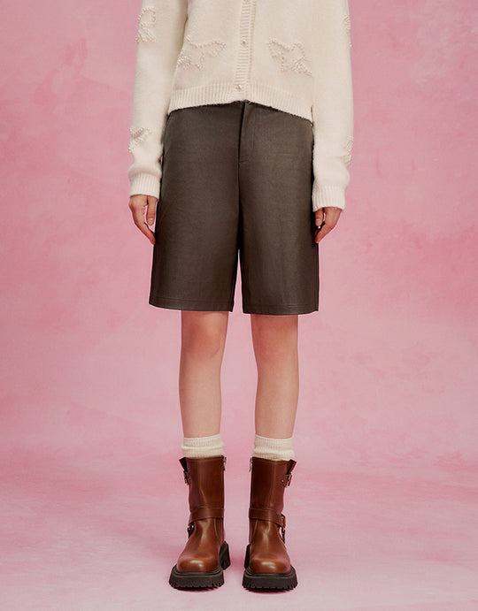 Vegan Leather Straight Shorts