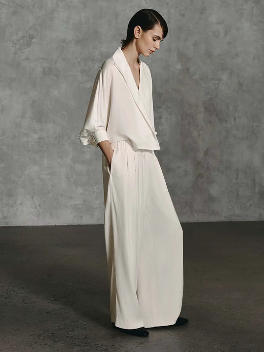 Elastic Waist Extra Thick Stretch Viscose Pull On Wide Leg Pants