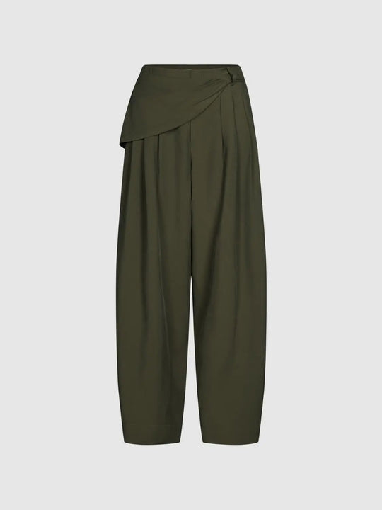 Draped Overlay Modal Olive Wide-leg Pants