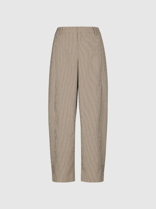 Mid-rise Plaid Tapered Pants