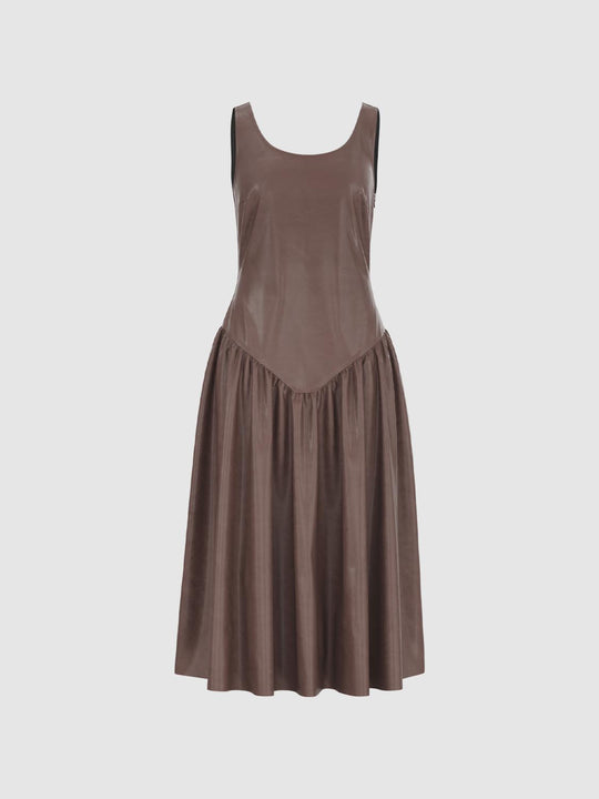 Vegan Leather A-Line Dresses