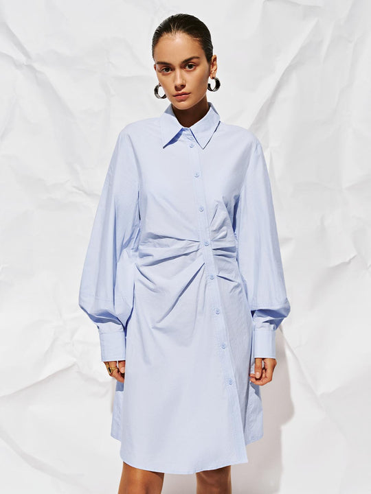 Vestidos midi con mangas largas fruncidas