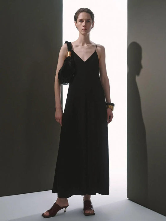 Elegant Strappy A-Line Midi Dress Silhouette Dresses