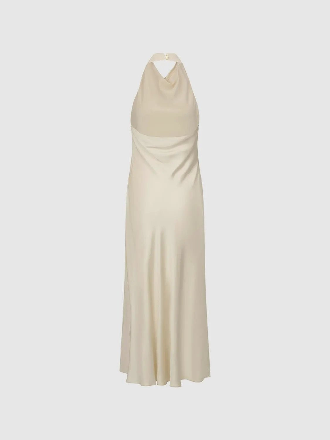 S-Line Dress, beige satin halter-neck, skinny-fit dress by Urban Revivo Fashion