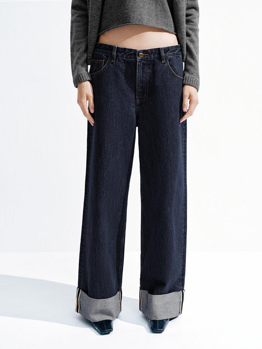 Cuffed Wide Leg Jeans