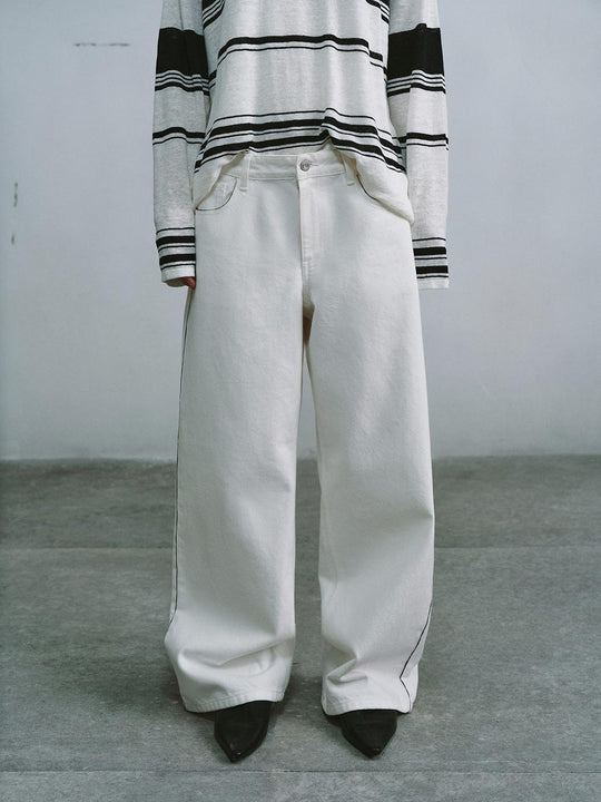Contrast Wide Leg Jeans