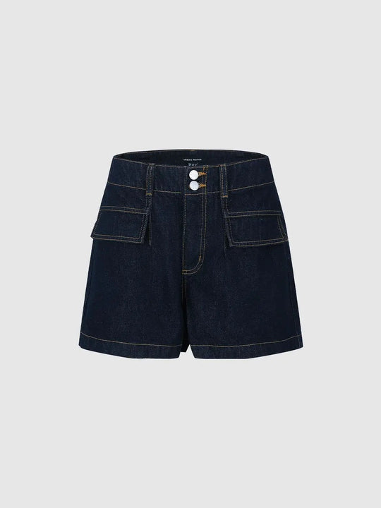 Flap Pocket Denim Shorts