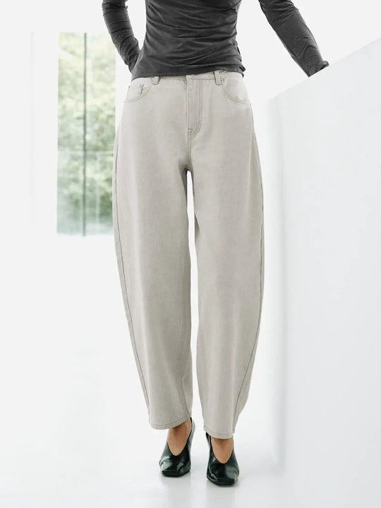 Cotton High-waisted Wide-leg Jeans