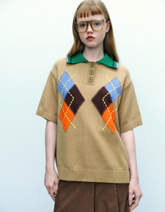 T-shirt ample en tricot avec col polo