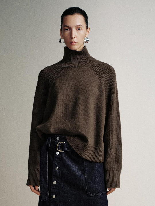 High Neck Long Sleeve Knitted T-Shirts