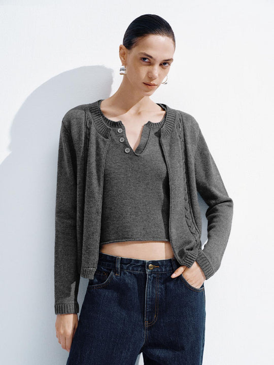 2 In 1 Long Sleeve Knitted T-Shirts