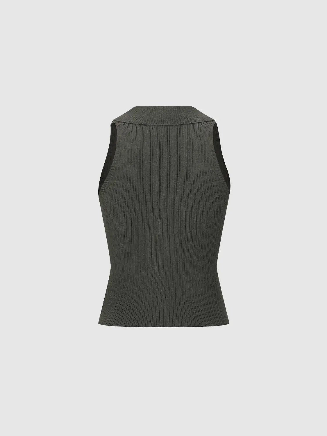Knit T-Shirt, charcoal ribbed sleeveless top by Urban Revivo Fashion.