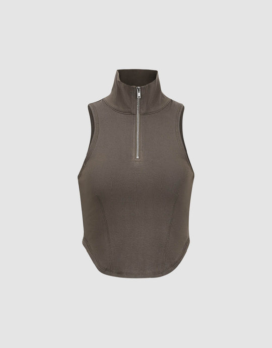 Tanktop mit Reißverschluss und halber Knopfleiste