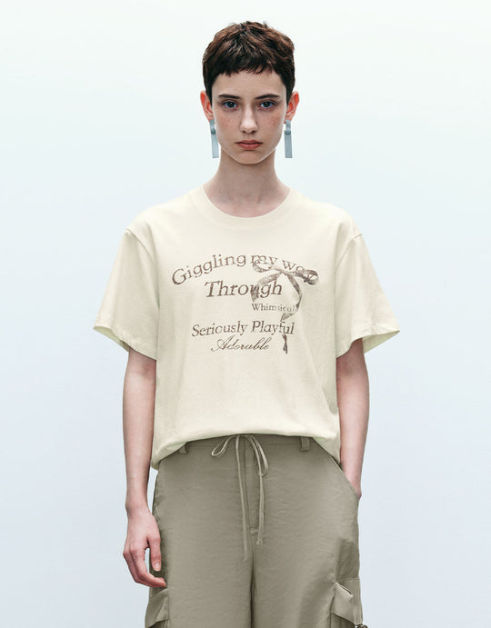 T-shirt ampia con scollo a giro stampato