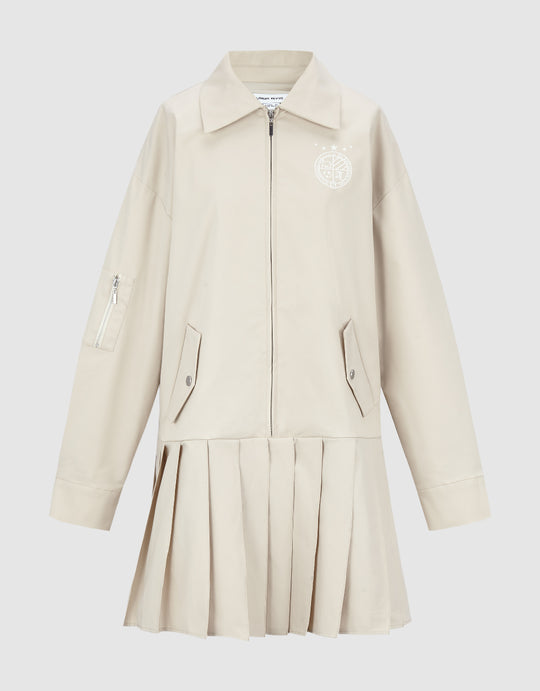 Vestido de corte A con solapa y mangas con hombros caídos