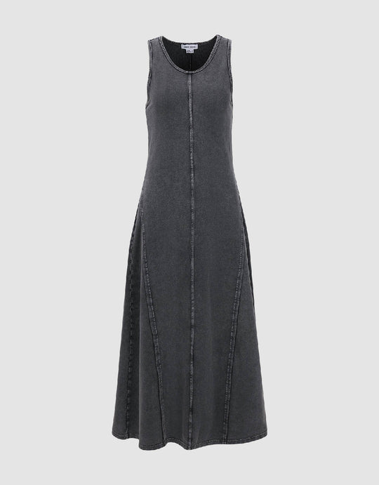 Sleeveless U Neck A-Line Dress
