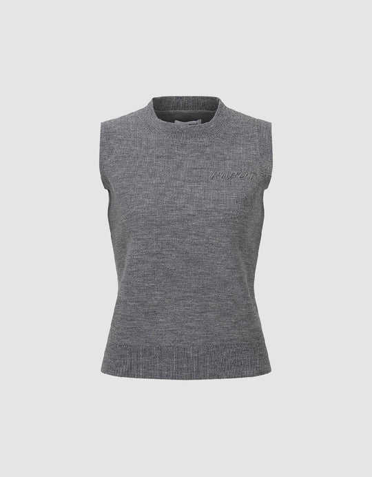 Strickweste mit Rundhalsausschnitt und Buchstabenstickerei