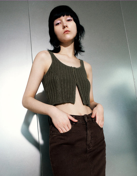 Strickweste mit Reißverschluss vorne