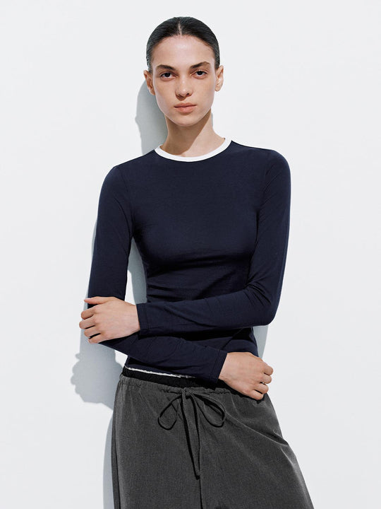 Gestreifte Schlag-Langarm-T-Shirts