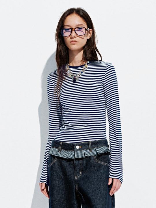 Striped Flare Long Sleeve T-Shirts