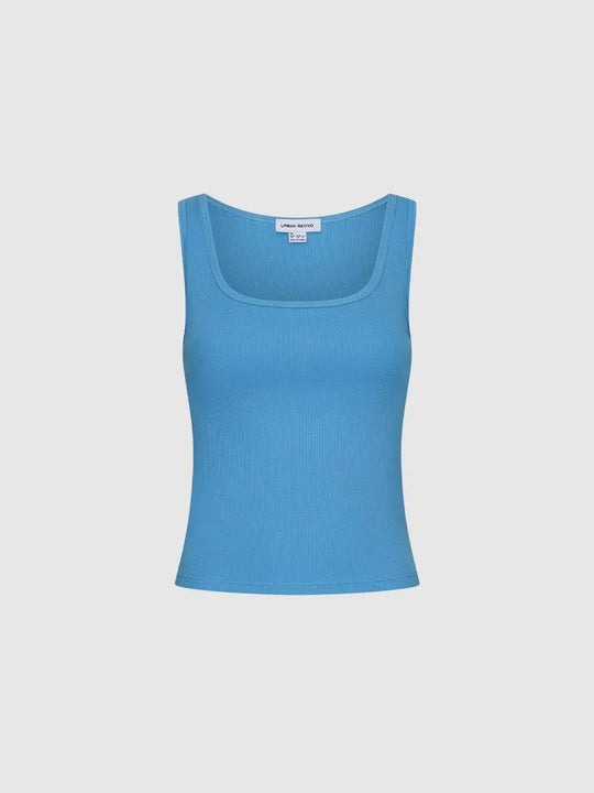 Breathable Ribbed Cotton With Scoop Neck Tank Top