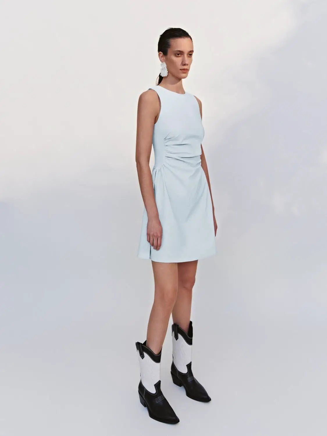 Crew Neck Sleeveless Nipped-Waist A-Line Midi Dresses by Urban Revivo Fashion
