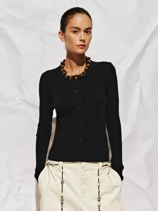 V-Ausschnitt Knopf-Oben Gestrickter Cardigan