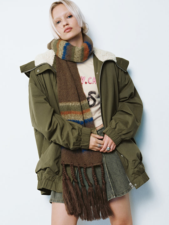 Padded Press Button Shearling Coats