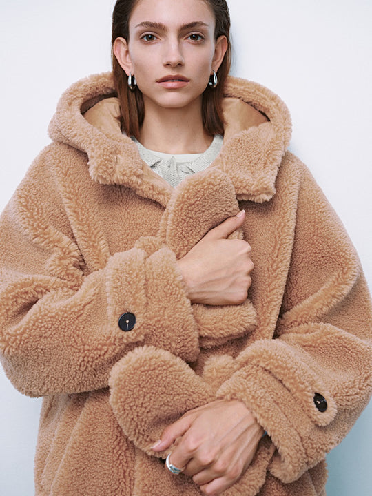 Button Up Wide Lapel Teddy Jackets