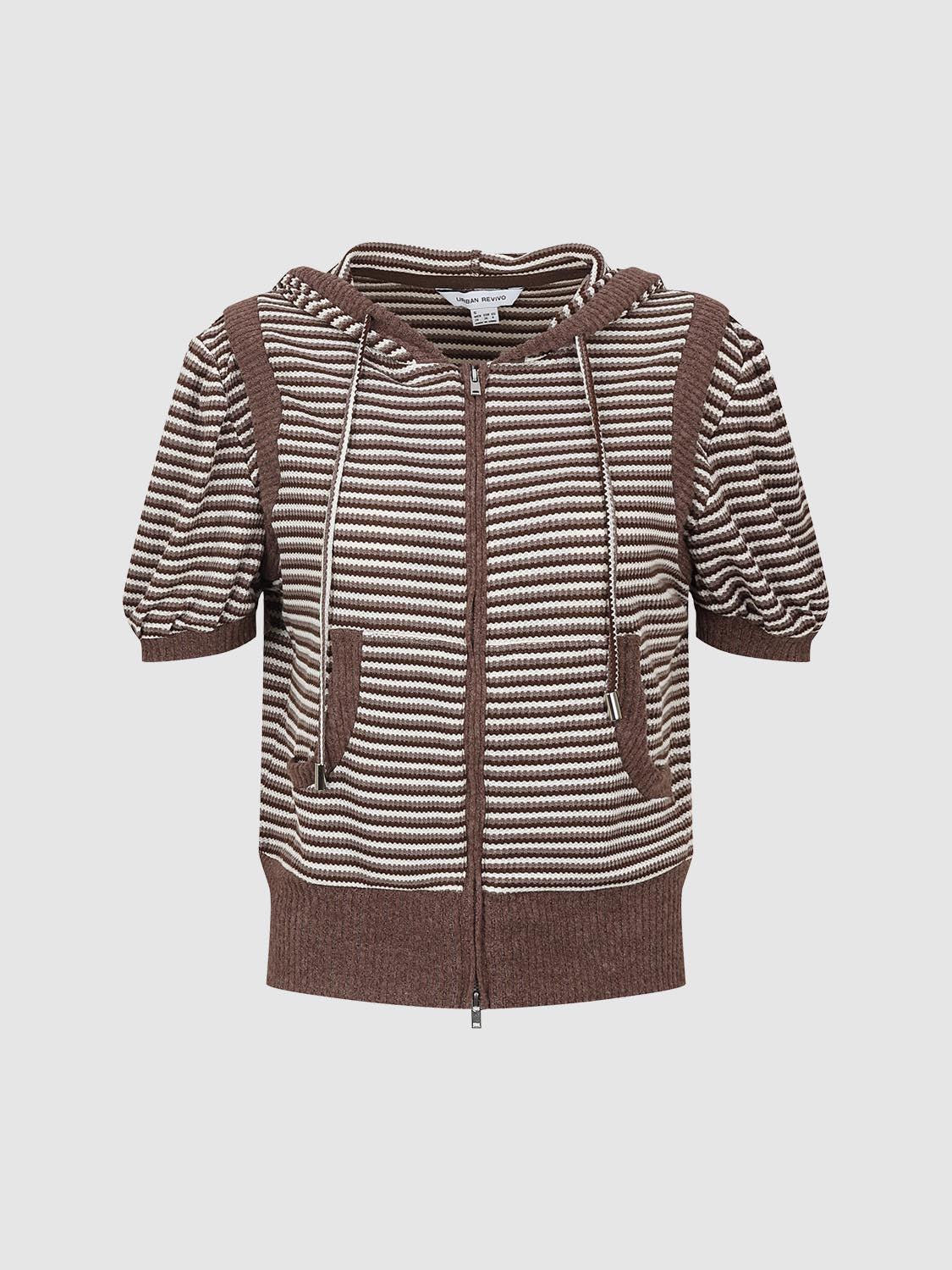 Stripped Short Sleeve Hooded Jackets