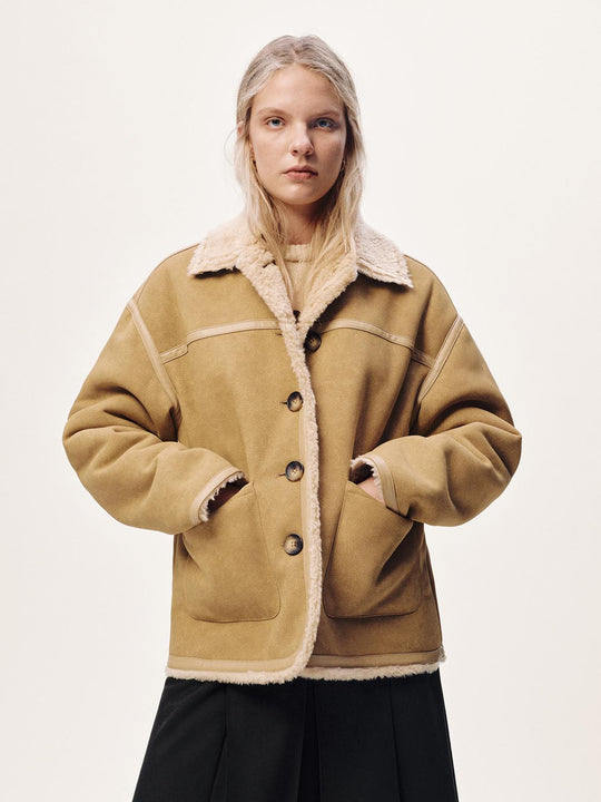 Faux Shearling Button Up Jackets