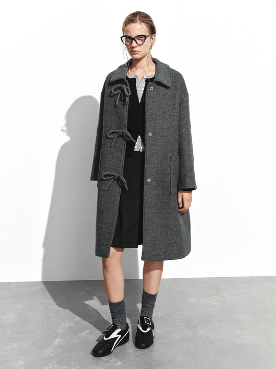 Wool Blend Bow Detail Coats