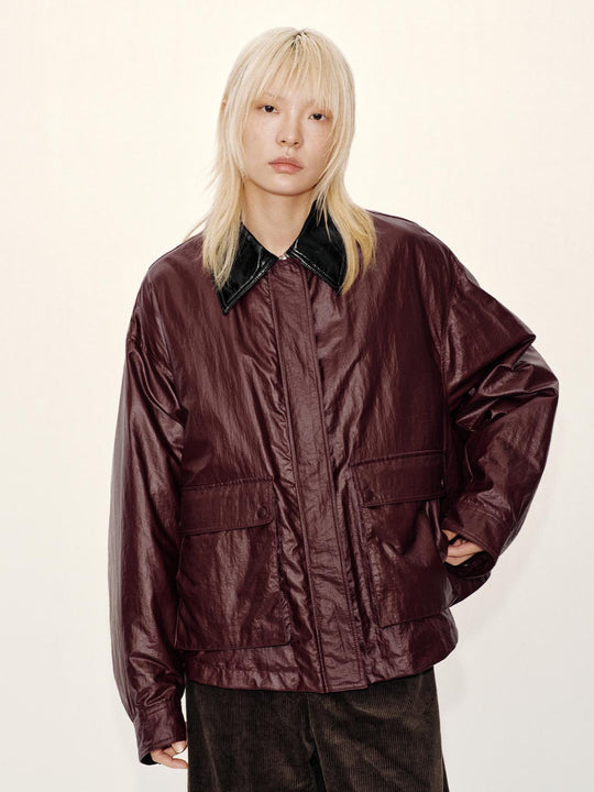 Contrast Collar Padded Jackets