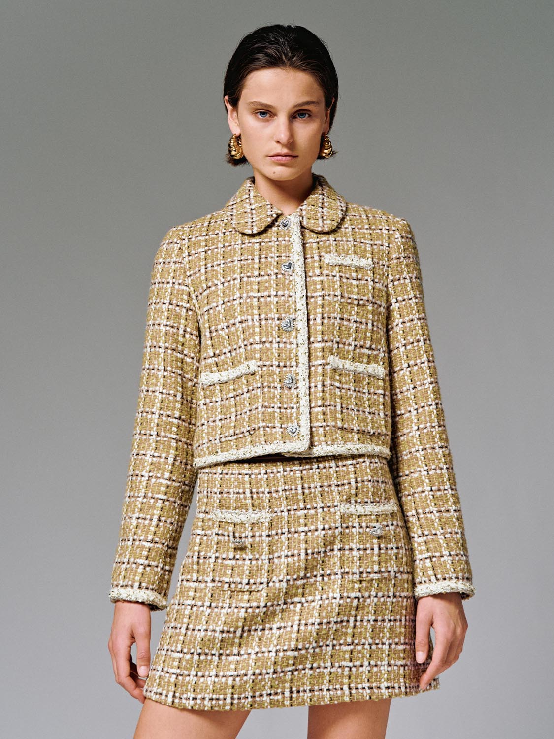Thick Button Up Tweed Jacket