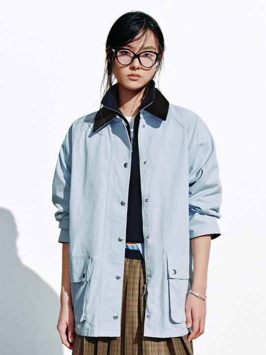 Contrast Trim Oversize Jackets