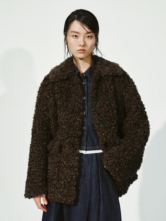 Collared Faux Sherpa Fleece Jackets