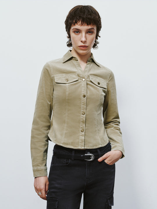 Chemise à revers avec boutons-pression