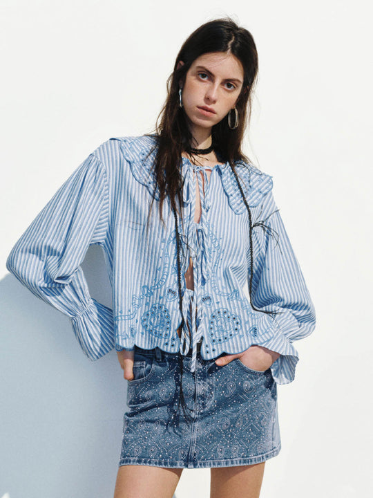 Camicie floreali con lacci davanti