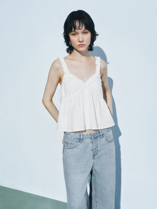 Hauts à volants en dentelle