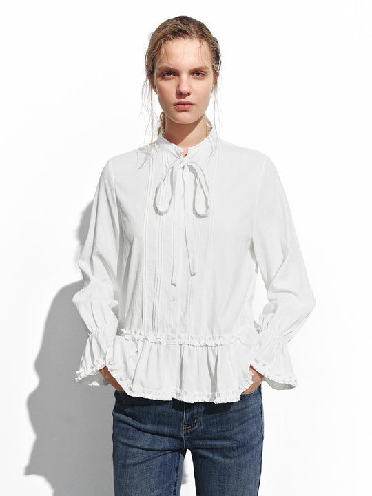 Ruffle Hem Bow Tie Shirts