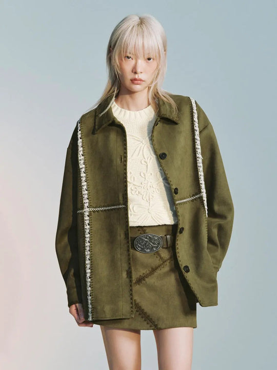 Contrast Embroidered Loose Fit Shirts