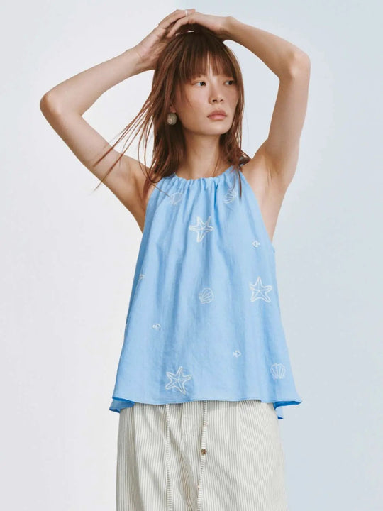 Tops de tirantes bordados