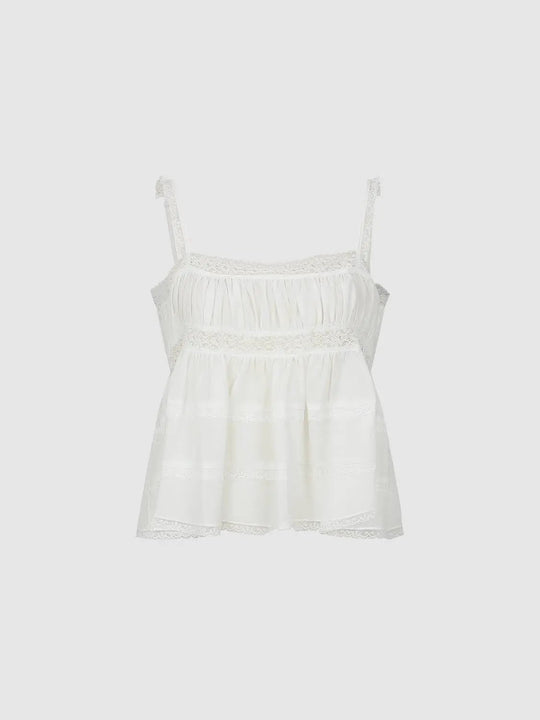 Lace Detail Strappy Cami Tops Lightweight Casual Tank Tops