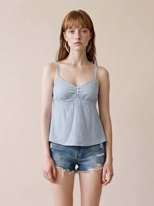 Lyocell Blend Breathable Soft Draped Cami With Spaghetti Straps Tank Tops