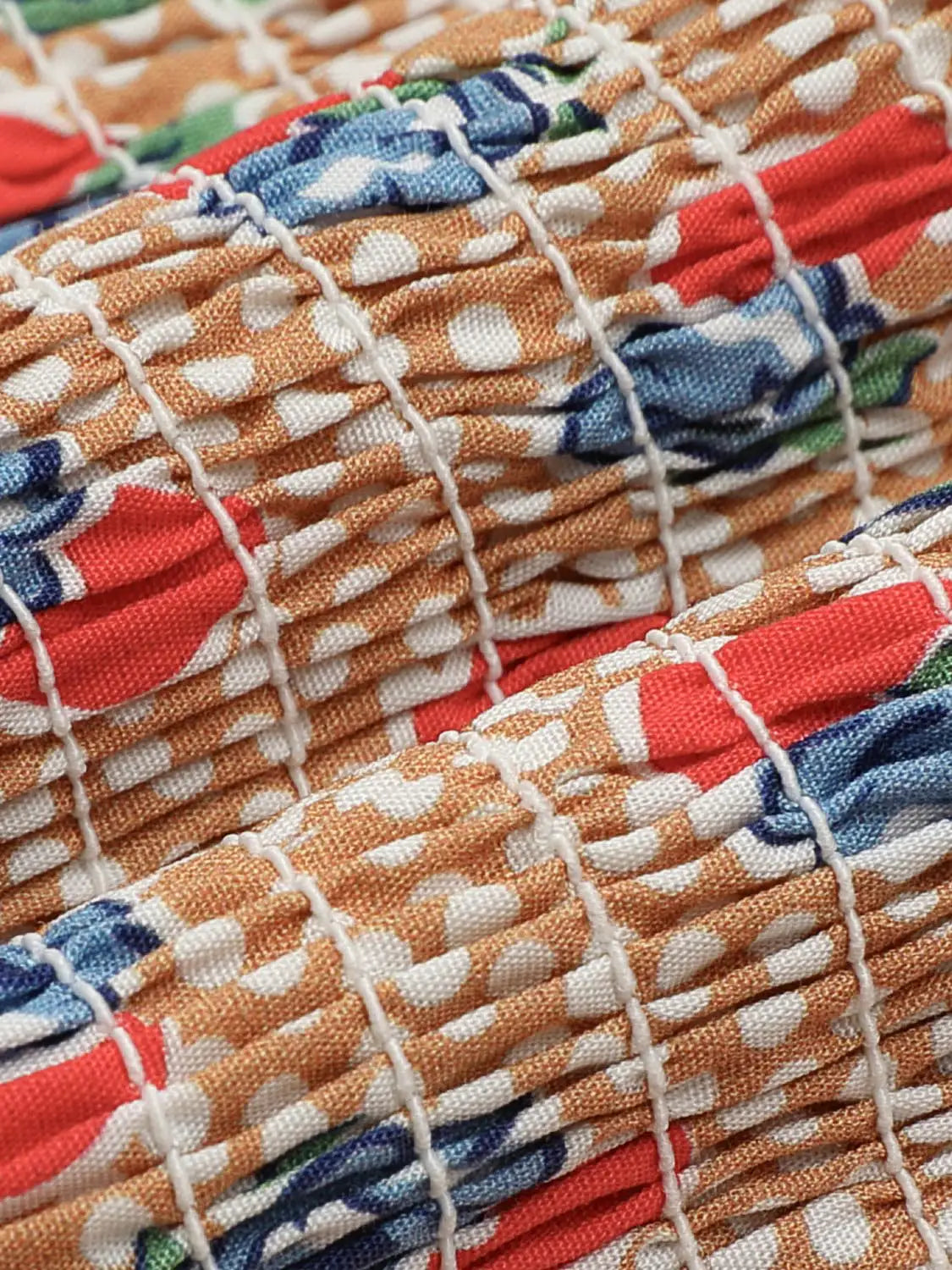 Blouse Overhead Shirt in colorful smocked fabric with orange and white polka dots, Urban Revivo Fashion